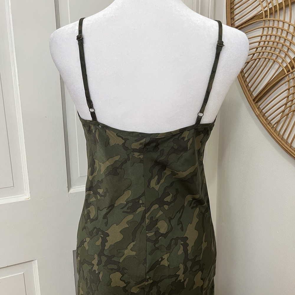 Wild Fable Y2K Coquette Midi‎ Slip Dress S Green Camo Whimsygoth HOCO - Picture 4 of 7